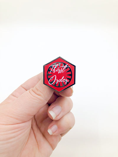 Star Wars First Order insignia enamel pin with the text 'Thirst Order'