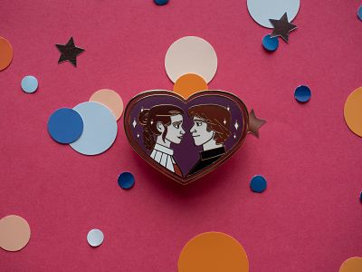 Han Solo and Princess Leia heart-shaped enamel pin