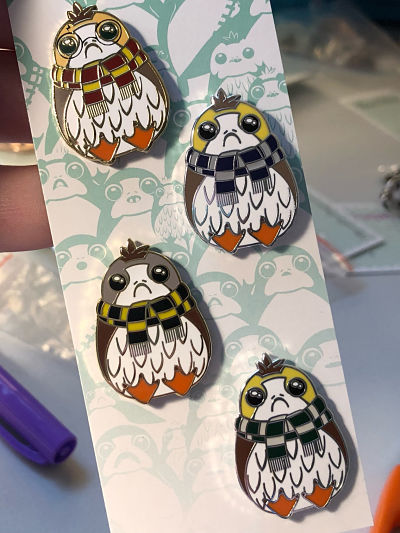 Star Wars x Harry Potter Porg Houses enamel pin set