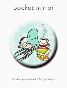 Octopus Bookworm Pocket Mirror