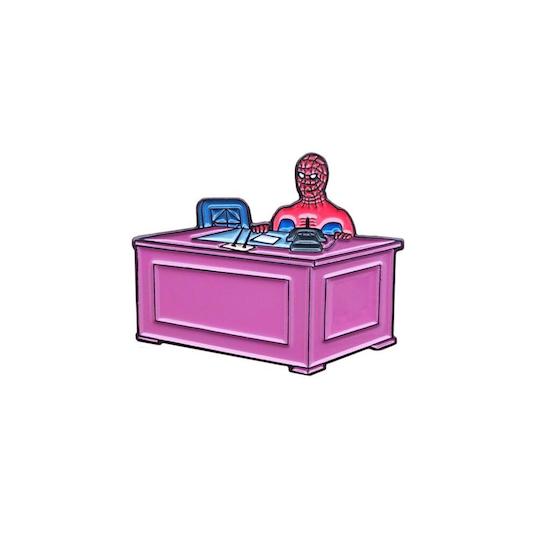 spider-man enamel pins desk meme