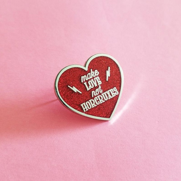 Make love not horcruxes enamel pin
