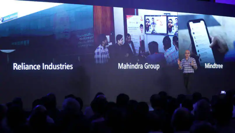 satya nadella, microsoft, microsoft ceo satya nadella, satya nadella india visit, future decoded, bangalore, technology, microsoft azure, reliance jio