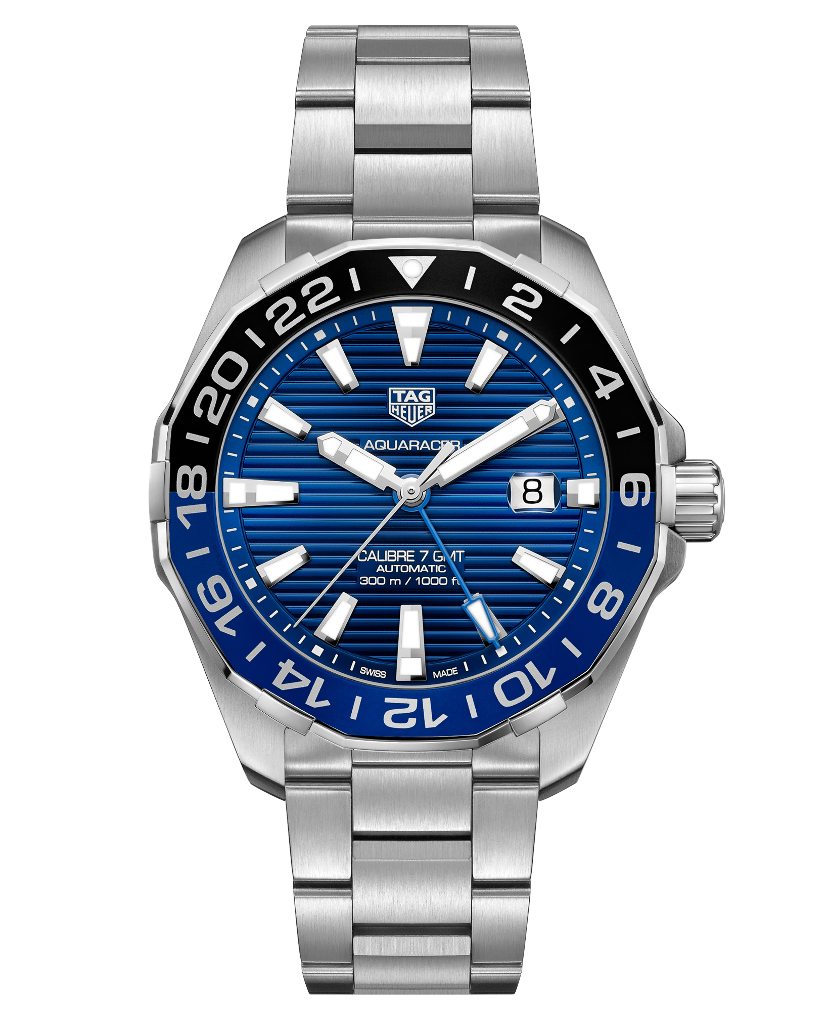 TAG Heuer Adds New Blue Dial To Aquaracer Calibre 7 GMT Lineup Watch Releases 