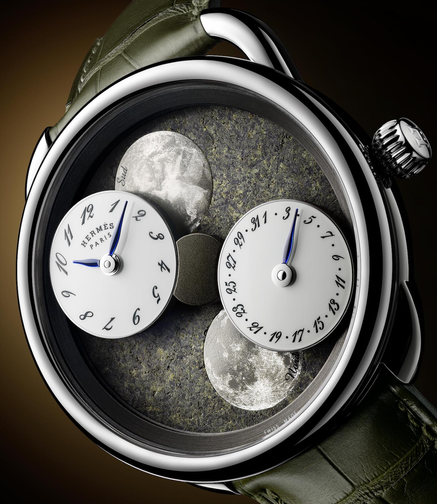 Hermѐs Arceau L’heure De La Lune Watch In New Meteorite, Lapis, And Blue Pearl Dials Watch Releases Hermѐs Arceau L’heure De La Lune Watch In New Meteorite, Lapis, And Blue Pearl Dials Watch Releases