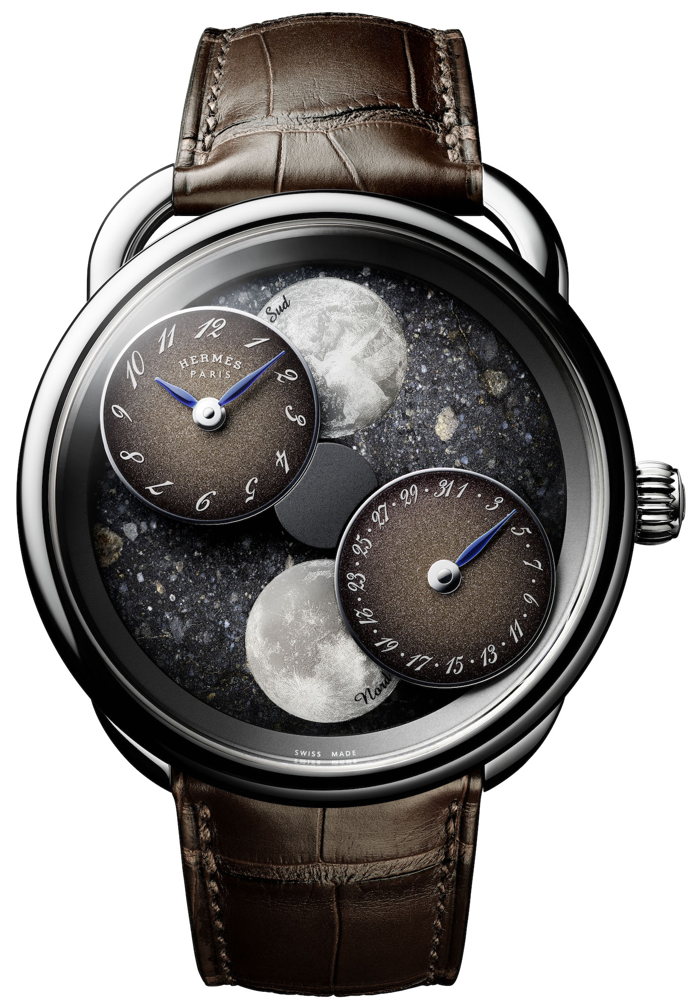 Hermѐs Arceau L’heure De La Lune Watch In New Meteorite, Lapis, And Blue Pearl Dials Watch Releases Hermѐs Arceau L’heure De La Lune Watch In New Meteorite, Lapis, And Blue Pearl Dials Watch Releases