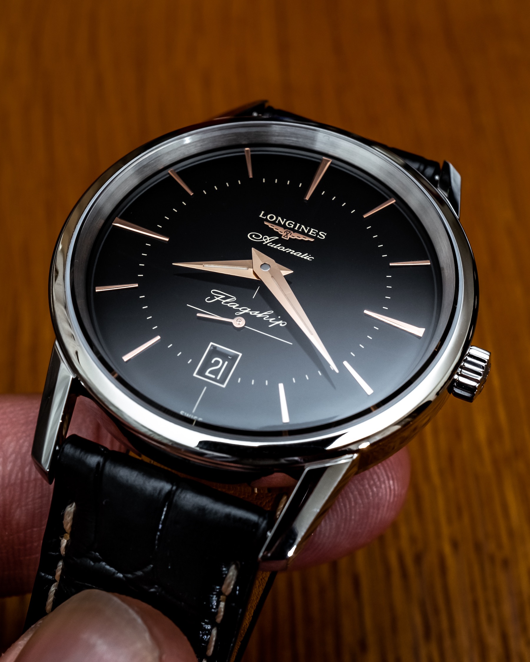 Hands-On Debut: Longines Flagship Heritage Watch In Black Dial Hands-On 