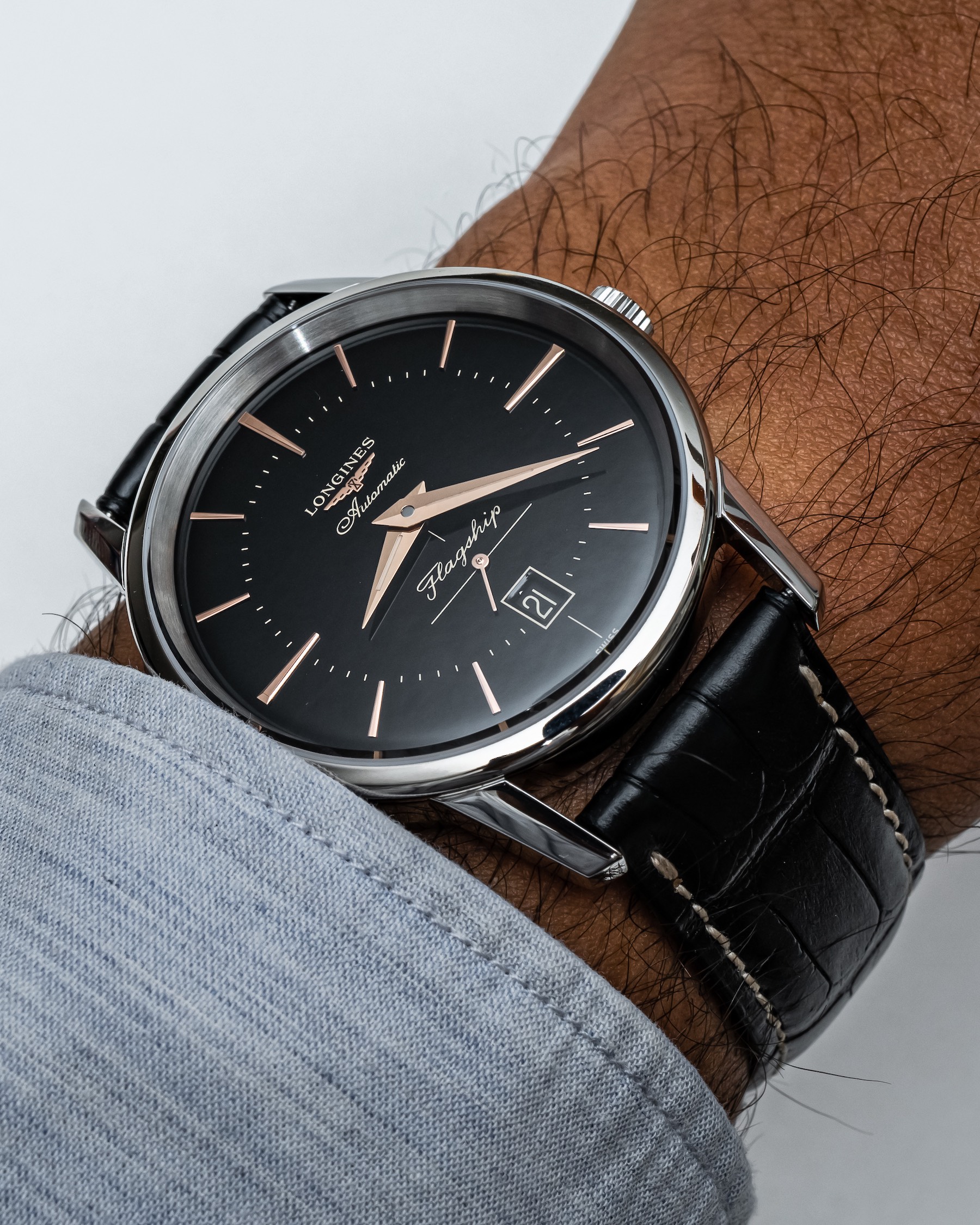 Hands-On Debut: Longines Flagship Heritage Watch In Black Dial Hands-On 
