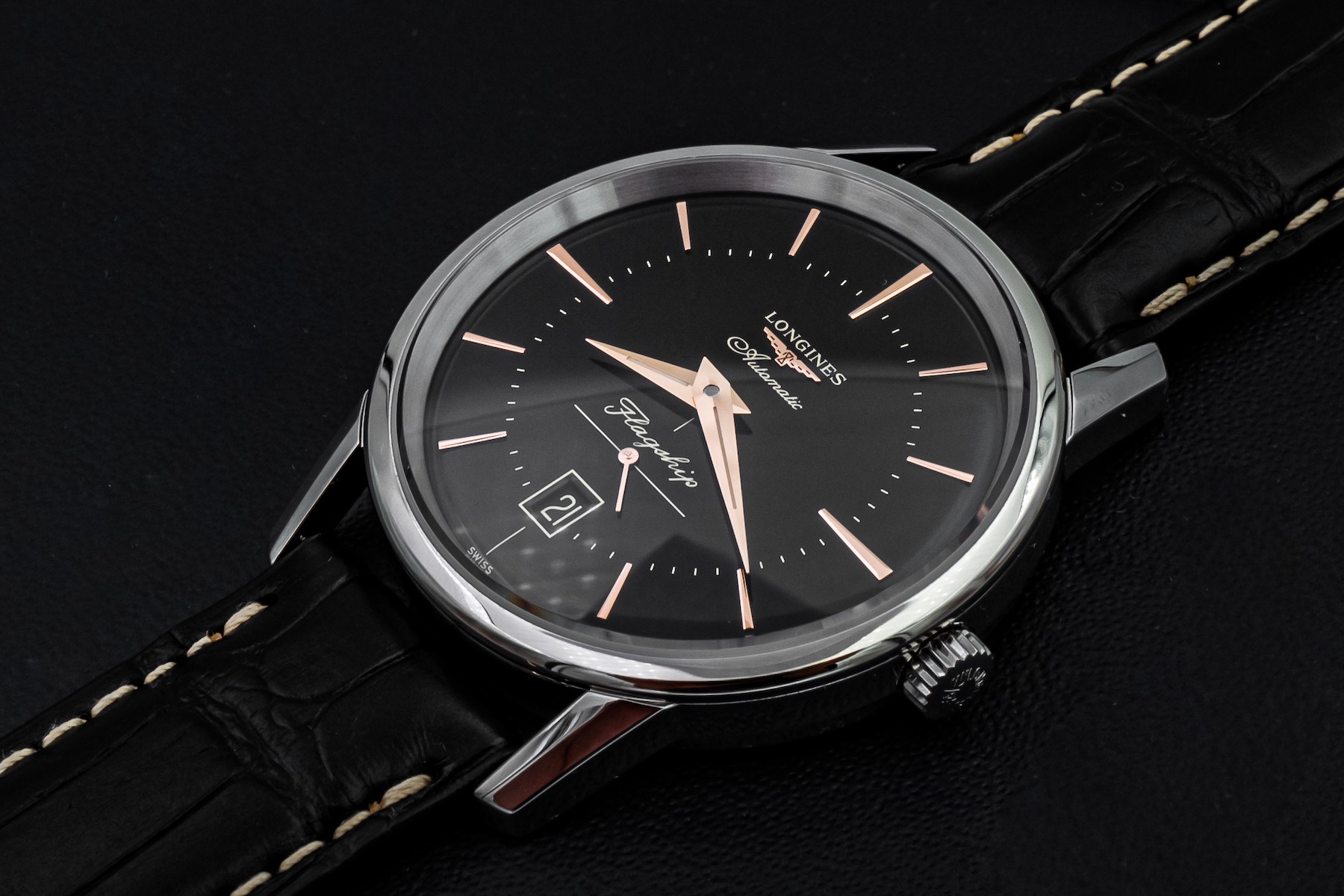 Hands-On Debut: Longines Flagship Heritage Watch In Black Dial Hands-On 