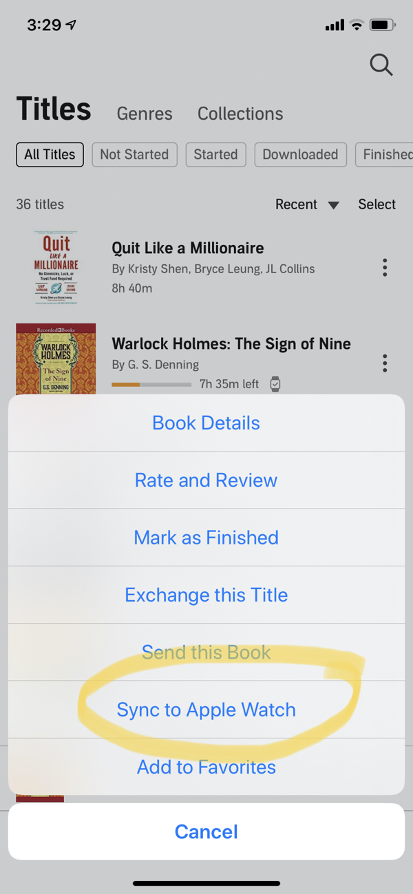 audible book sync to apple watch